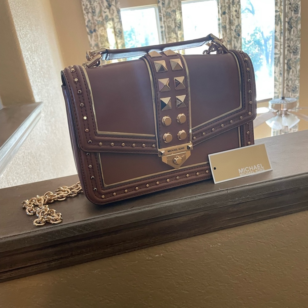 NWT MICHAEL Michael Kors Brown studded Handbag